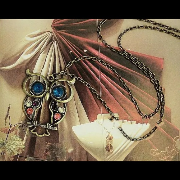 Jewelry - Vintage crystal owl necklace